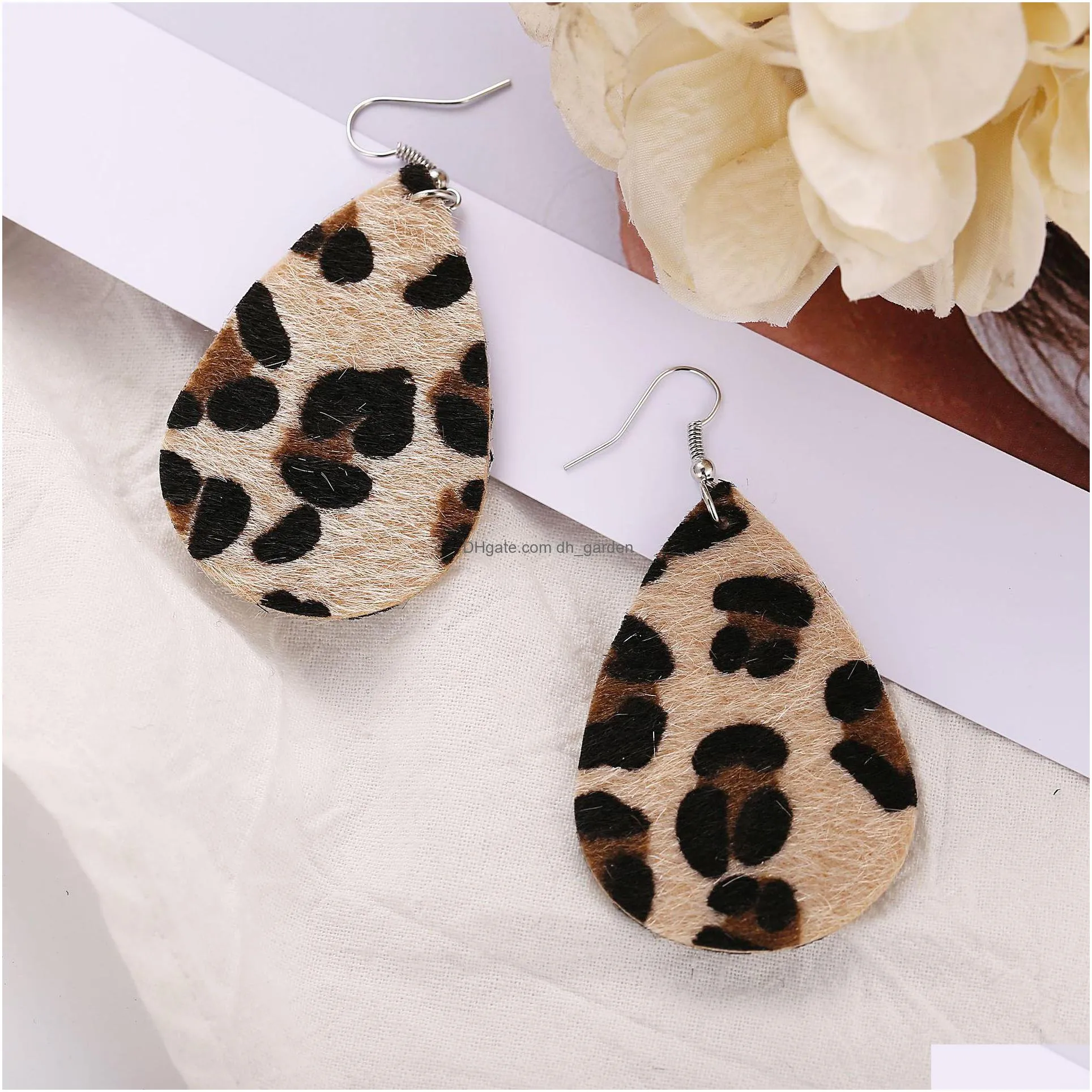 wholesale price new earrings european and american creative retro personality water drop leopard earrings female shipping