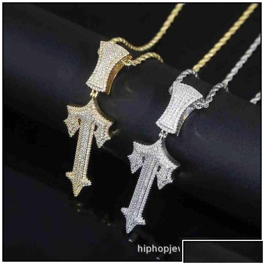 pendant necklaces pendant necklaces trapstar london hip hop cross inlaid zircon  rap style wearable tennis chain cuba drop delive