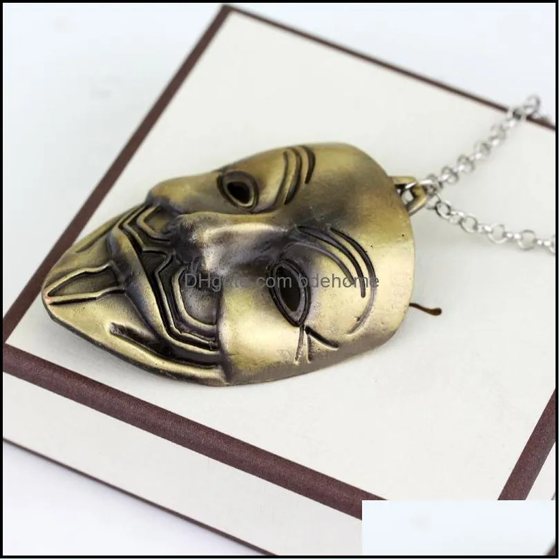 hip hop jewelry v for vendetta mask necklace men jewelry novel charm pendant necklace cuban link chain metal jewelry mens necklaces
