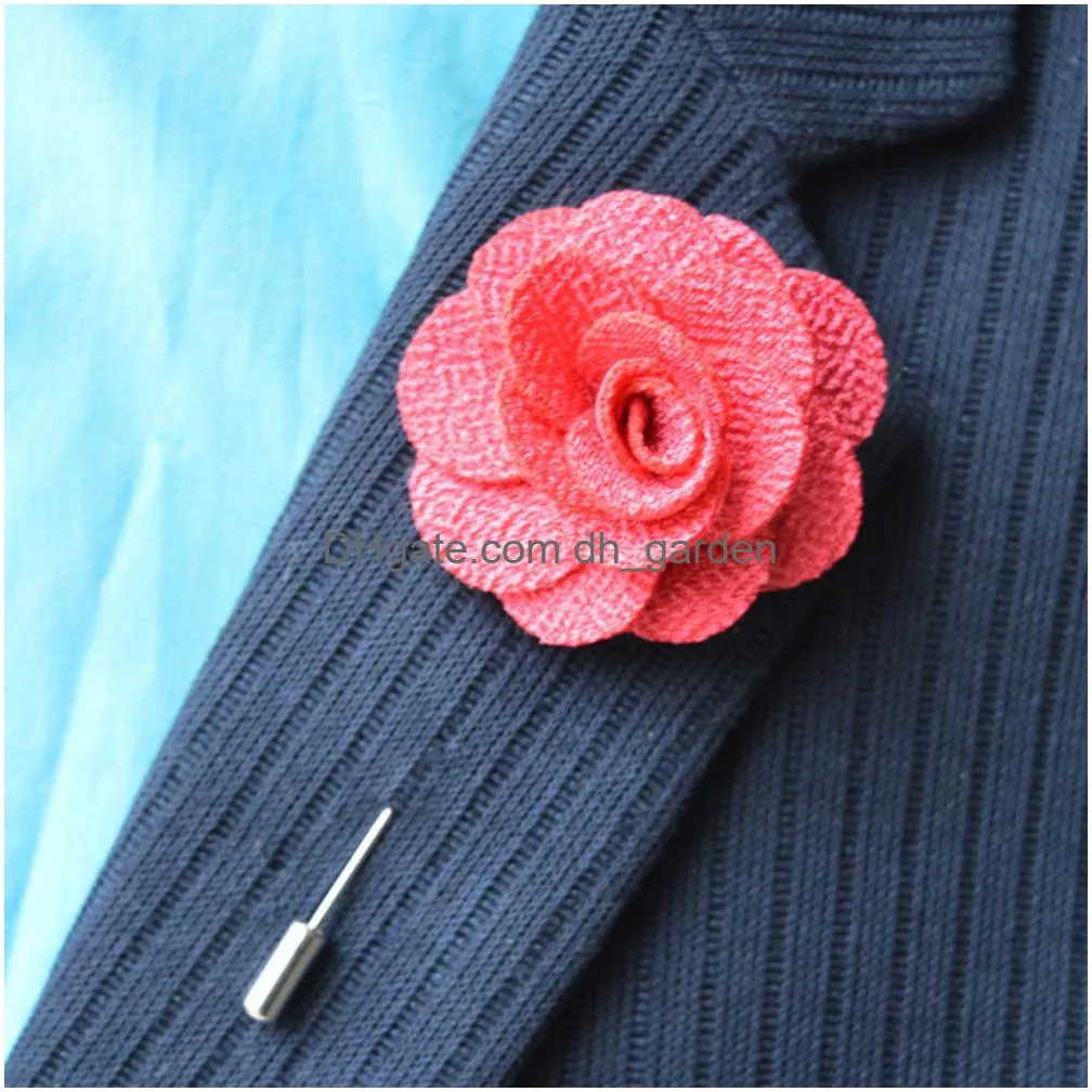 rhungift flower lapel pin handmade rose and golden leave brooch boutonniere for men women suit