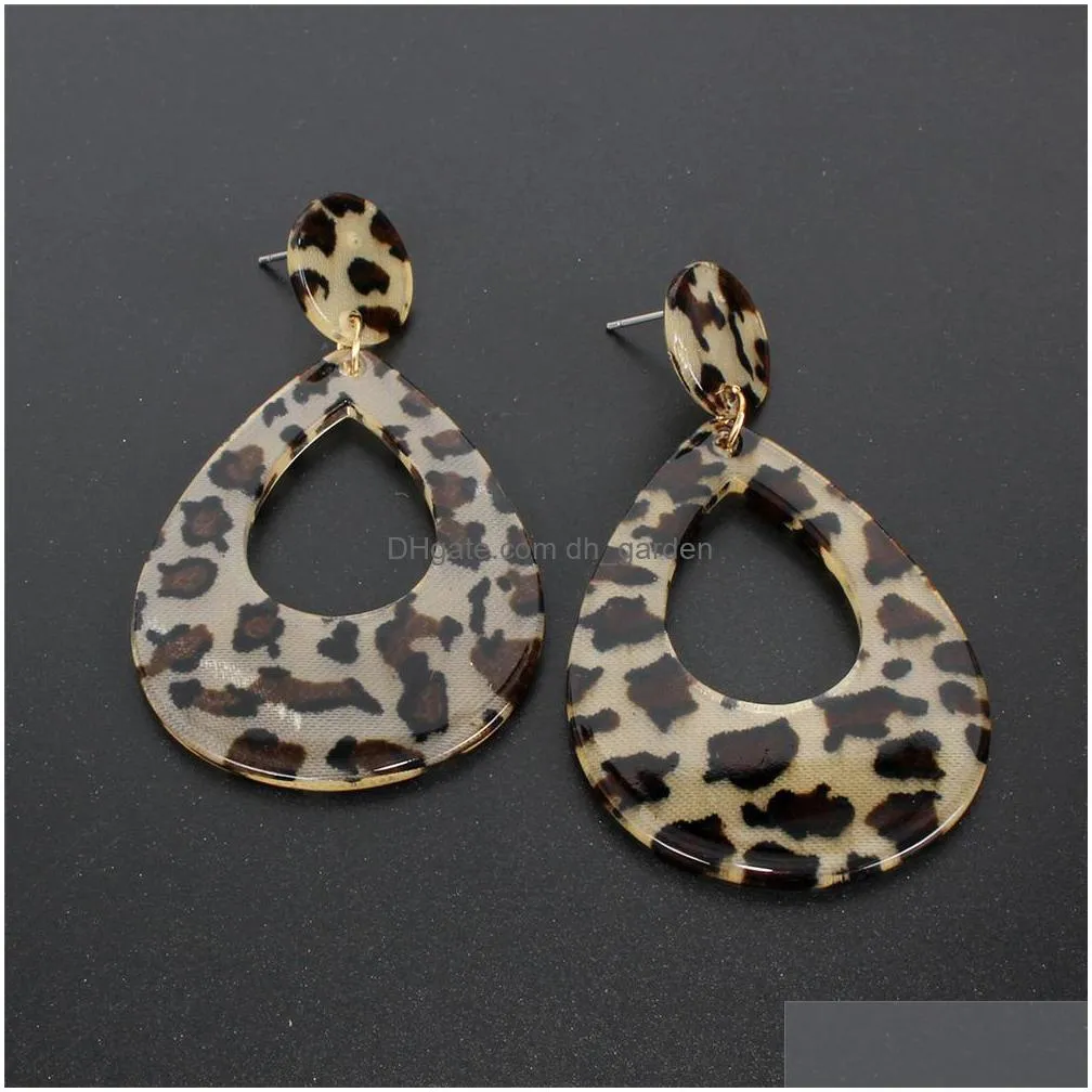 exaggerated water drop geometric circle acetate acrylic resin leopard print big dangle drop statement ladys earrings shipping