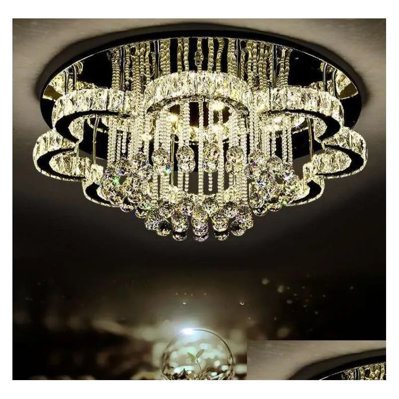 pendant lamps chandeliers luxury modern lustre k9 crystal led ceiling chandelier flower chrome steel dimmable chandelier lighting