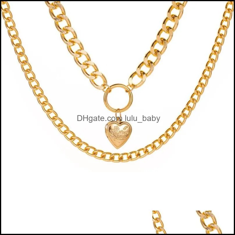 golden chain choker necklace for women fashion punk metal multilayer chain necklace trend female men jewelry
