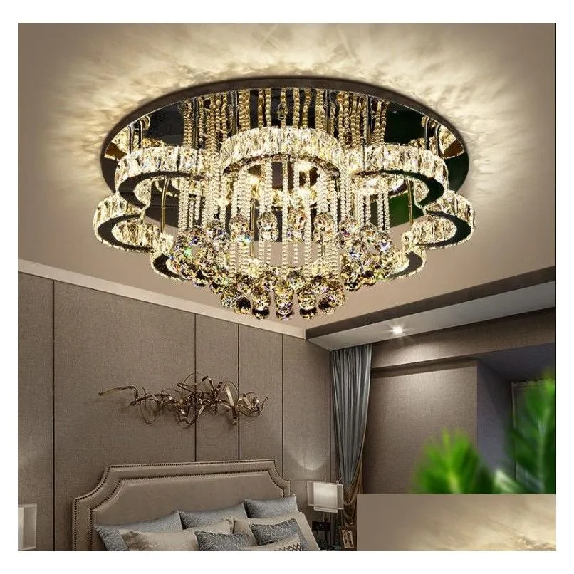 pendant lamps chandeliers luxury modern lustre k9 crystal led ceiling chandelier flower chrome steel dimmable chandelier lighting