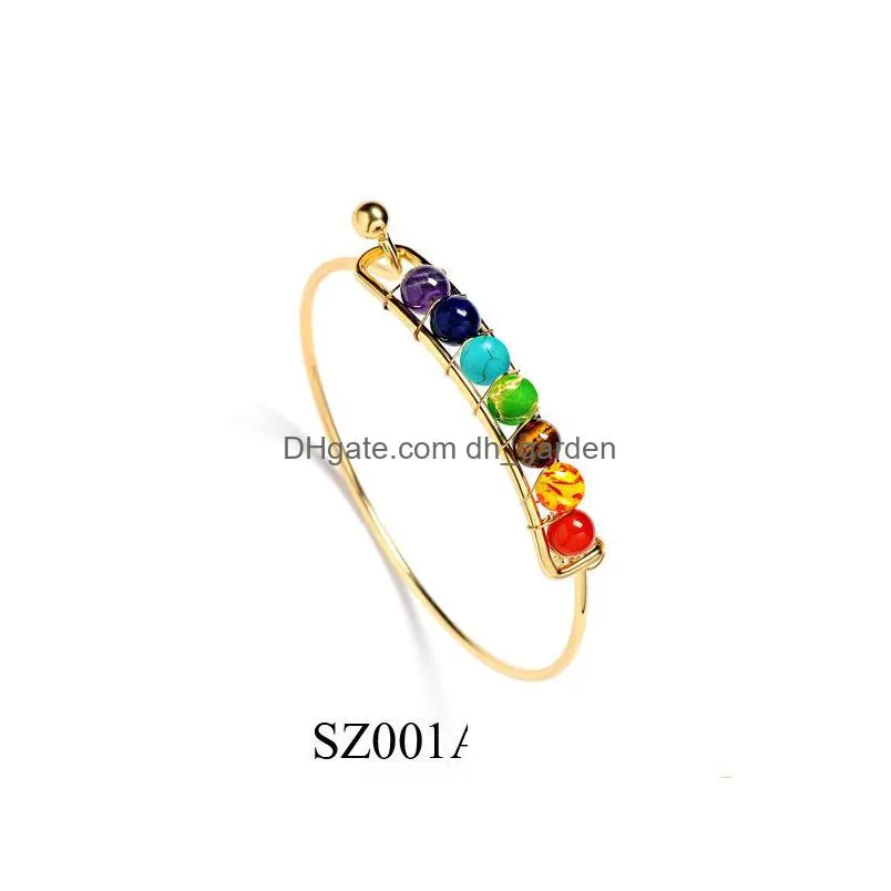 wholesale original natural stone blood amber king stone ball bracelet copper ring gilded white k yoga 7 beads bangle ring sz3b032