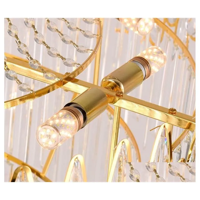  luxury crystal light chandelier for staircase modern loft chain lighting fixtures home decoration gold led cristal lamps