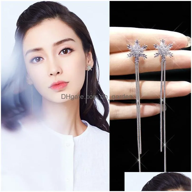 cr jewelry long stud earrings women wholesale 925 silver needle girl heart tassel korean retro pearl es1d052