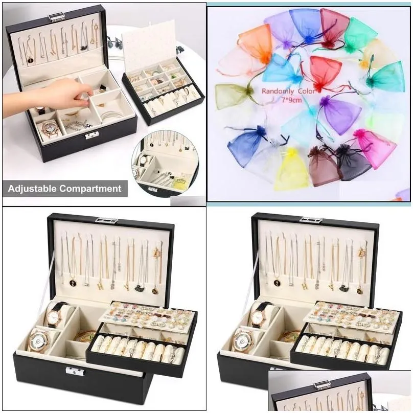 jewelry boxes jewelry boxes simboom box organizer for women girls 2 layer large men storage case pu leather display jewellery holder