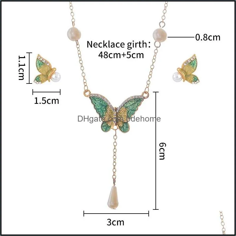 colorful butterfly jewelry sets enamel insect wedding bridal jewelry sets party jewelry set