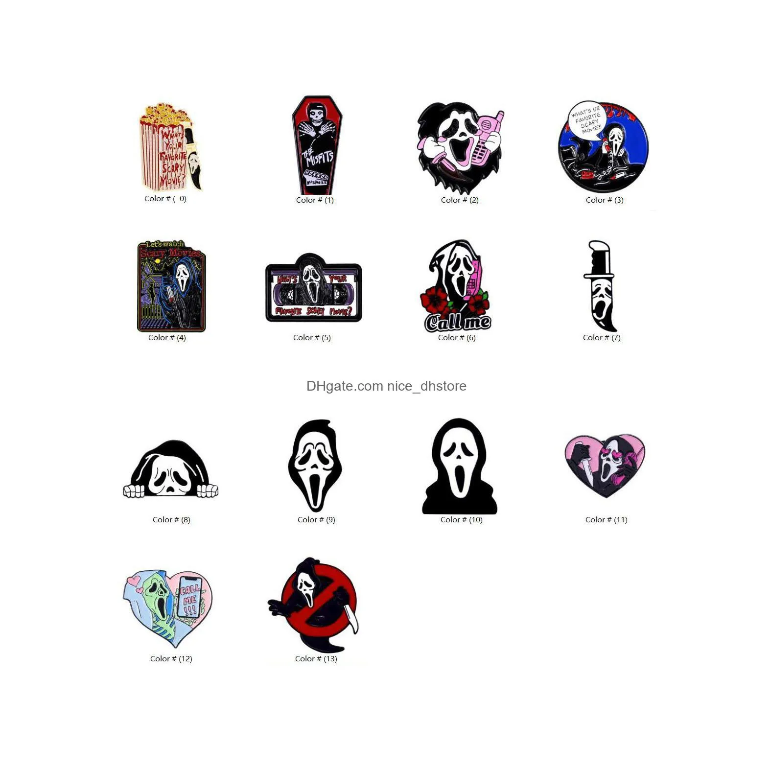 call me enamel pins whats your favorite scary movie custom brooches lapel badges gothic punk skeleton jewelry gift for friends