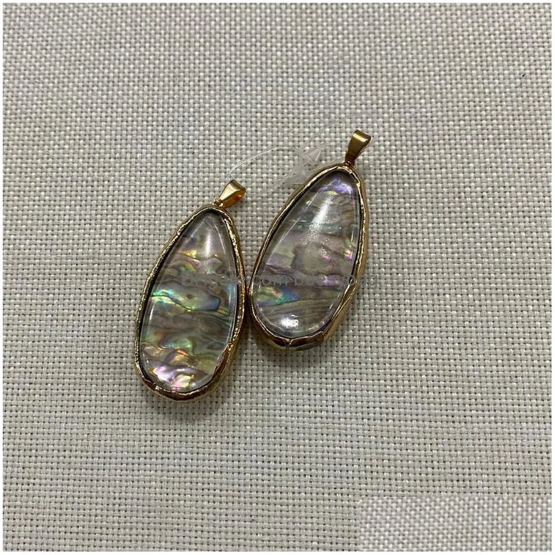 charms natural abalone shell drop shape pendant 25x48mm color charm fashion boutique jewelry making diy necklace earrings