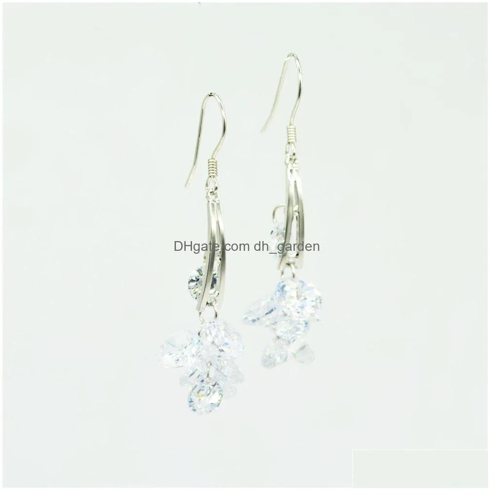 wholesale high quality fashion sterling silver earrings with a strikingly gorgeous crystal rhinestone drop shipping