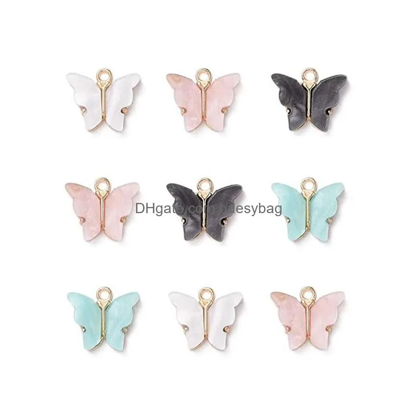 charms 10pcs 14x16mm acrylic butterfly charm cute metal animal for jewelry making diy earrings necklace keychian pendants craftcharms