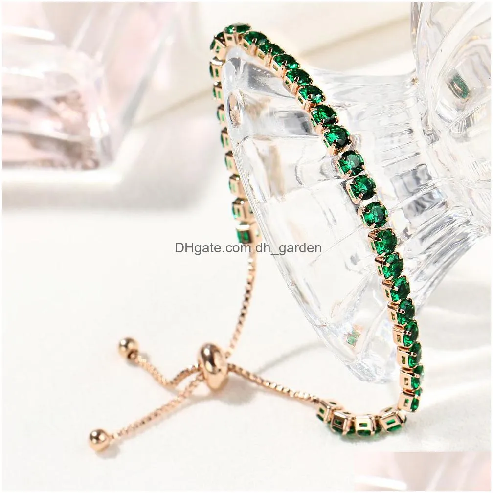 cr jewelry zircon bracelet glittering crystal pushpull bracelet ladies gold drill single row jewelry wholesale shipping