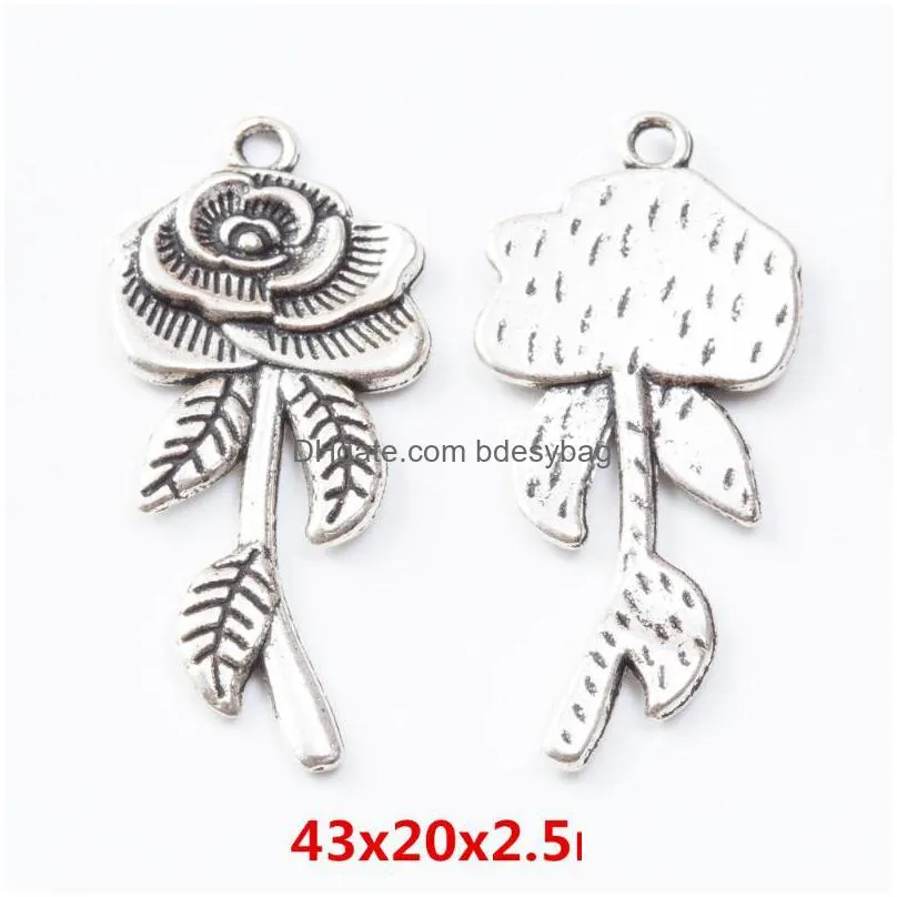 charms 9/12pcs vintage ancient flower zinc alloy pendant suitable for diy bracelet necklace metal jewelry accessories 74267428charms