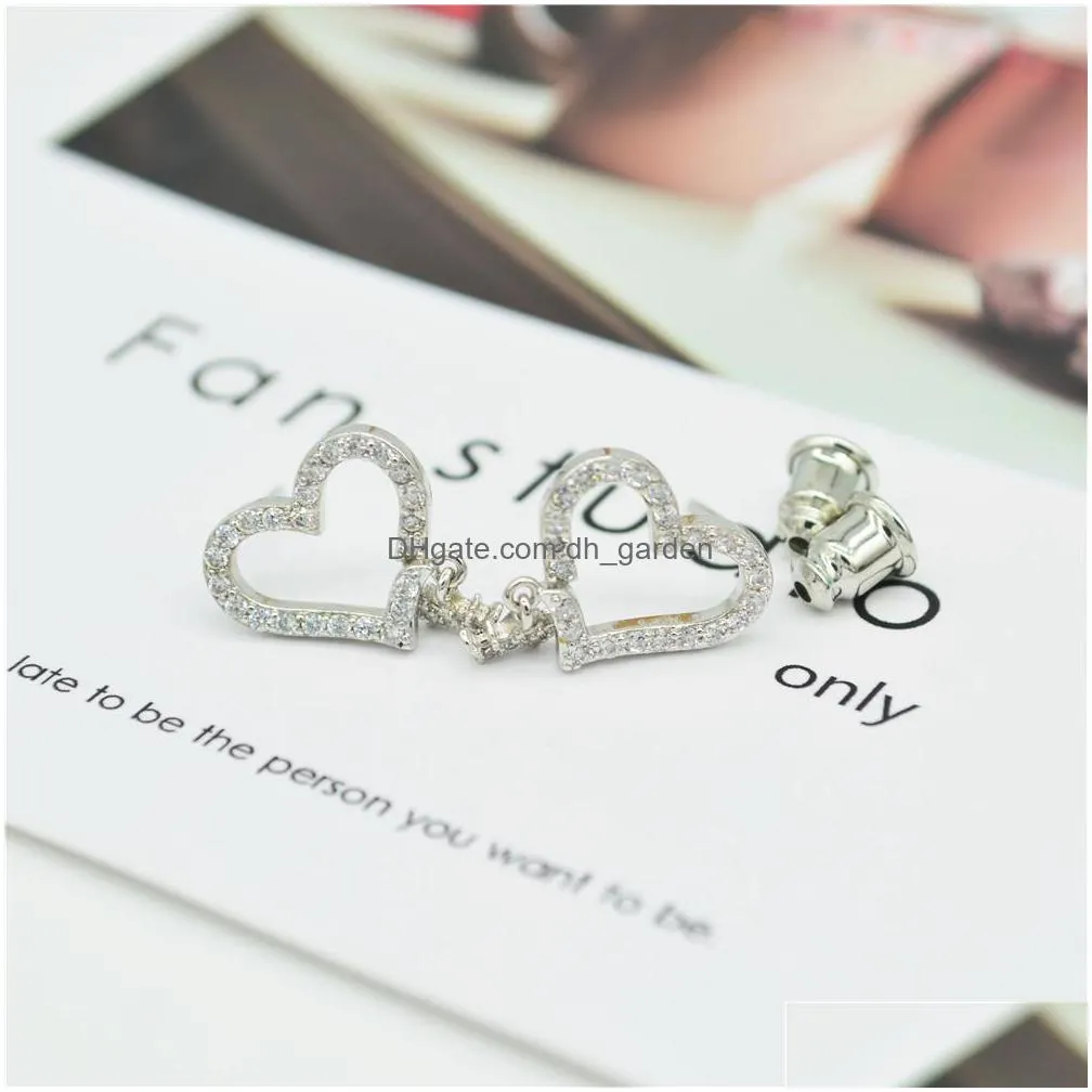 fashion womens silver plated heart earrings with gorgeous zircon rhinestone princess crown drop surely party favorites shipping
