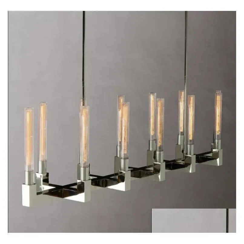 linear chandeliers lamps modern vintage led glass chrome black brass metal lights fixture bedroom living room lustre