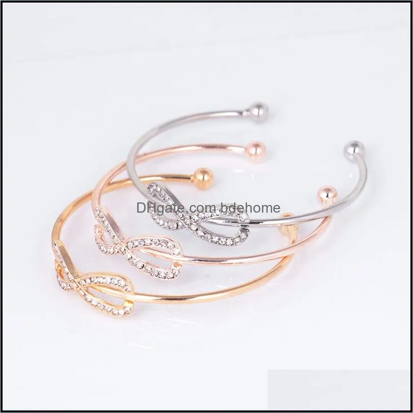 8 crystal bracelet bangle 8 shape charm bracelet bangle infinity love siver plated female bracelets bangles