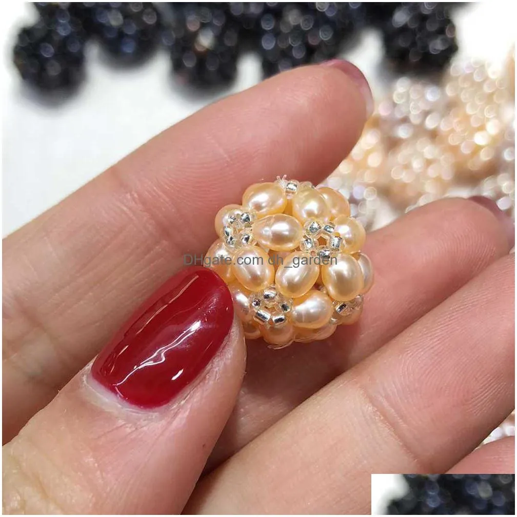 handmade nature freshwater rice pearls ball in white/purple/ pink/black color for pendant/earrings jewelry diy without chain