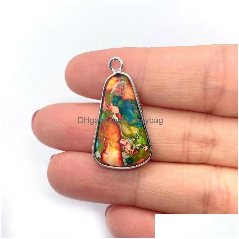 charms exquisite natural stone colored turquoise drop pendant 1635mm charm fashion jewelry diy necklace earrings bracelet