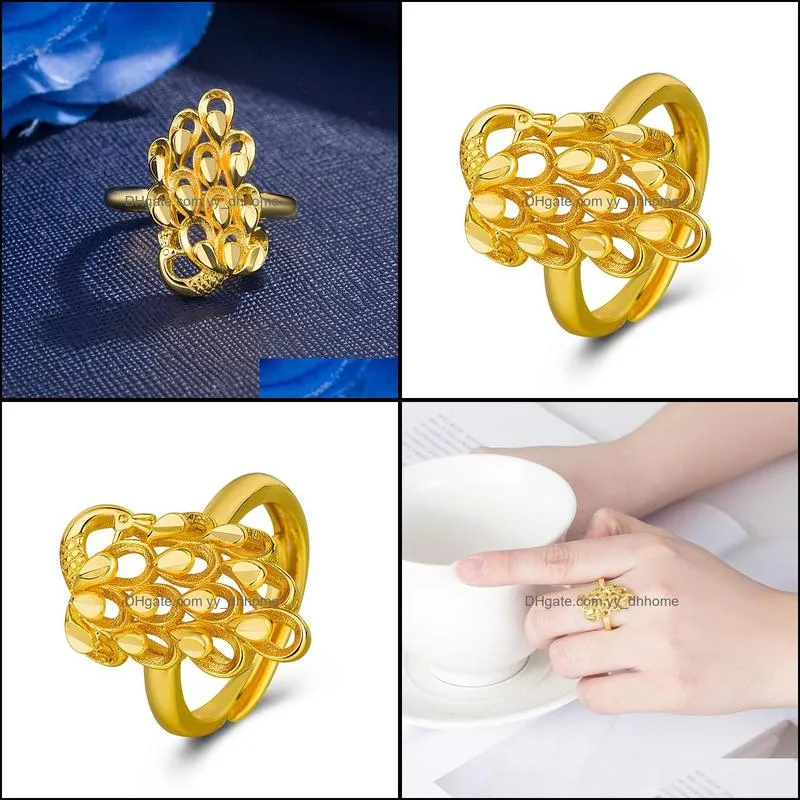 vintage jewelry peacock open ring for women gold plated gold plated open ring big peacock open ring bridal jewelry