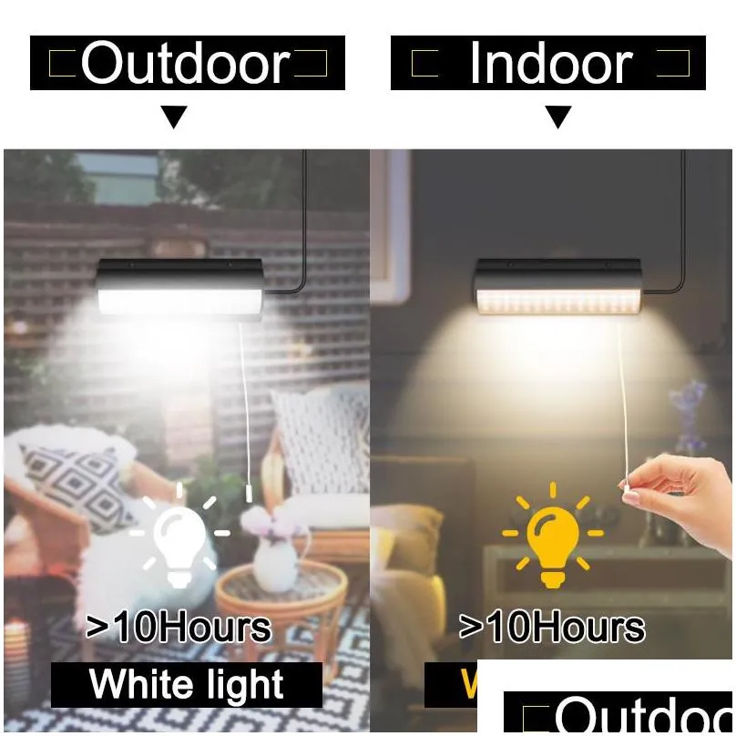 upgraded solar pendant lights outdoor indoor auto on off led lamp for barn room balcony chicken with pull switch 3m line