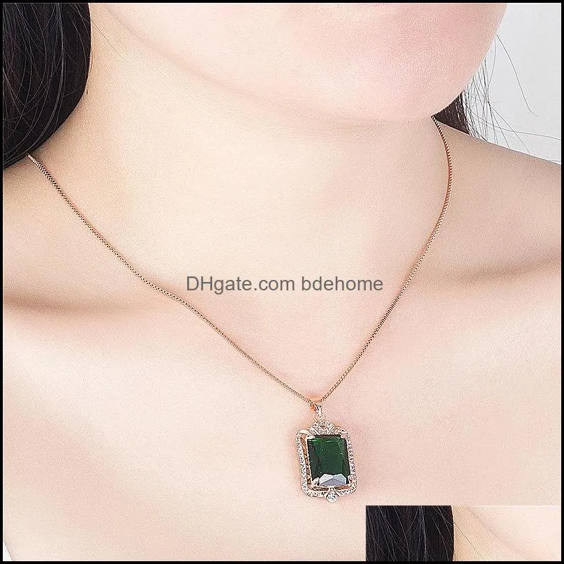 luxury green tourmaline pendant necklace brazilian natural emerald pendant 18k rose gold emerald necklace jewelry gift