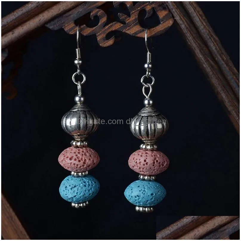 original handmade lavajewelry colorful volcano earrings short ancient folk style earrings retro womens earrings