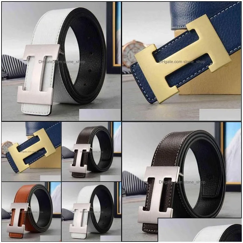 belts 2022 brand luxury men belts genuine leather lettern h buckle for business fashion strap women jeans x220216 drop delivery acces