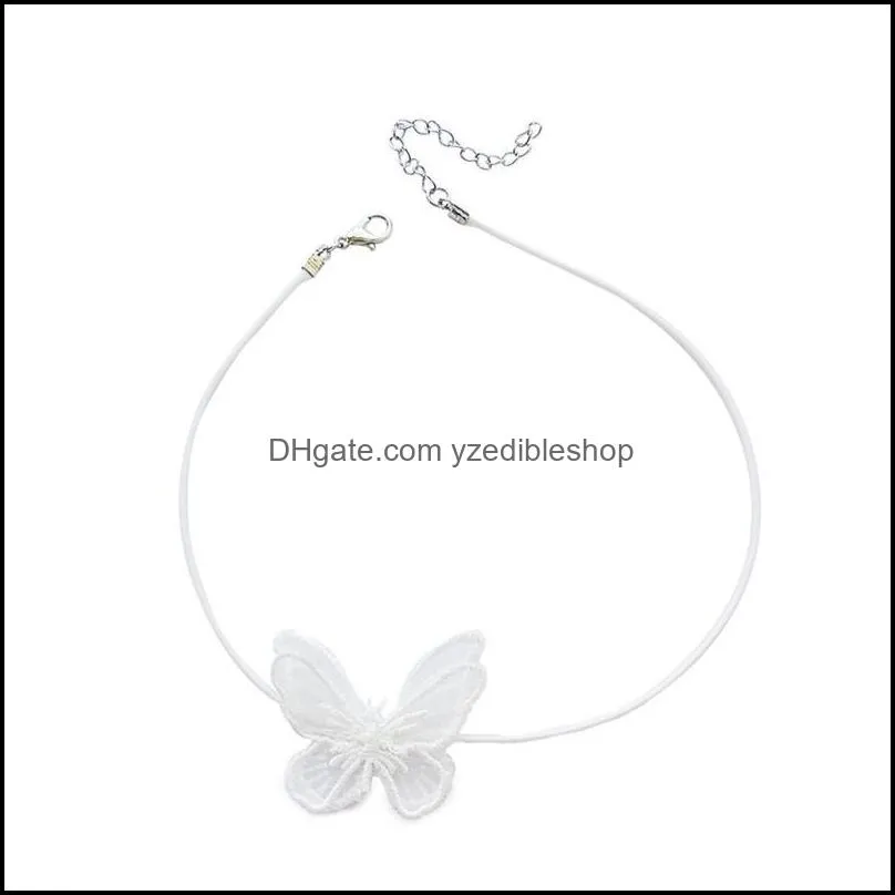 fashion white/black lace butterfly choker necklace for women clavicle chain korea style elegant necklace jewelry gift wholesale