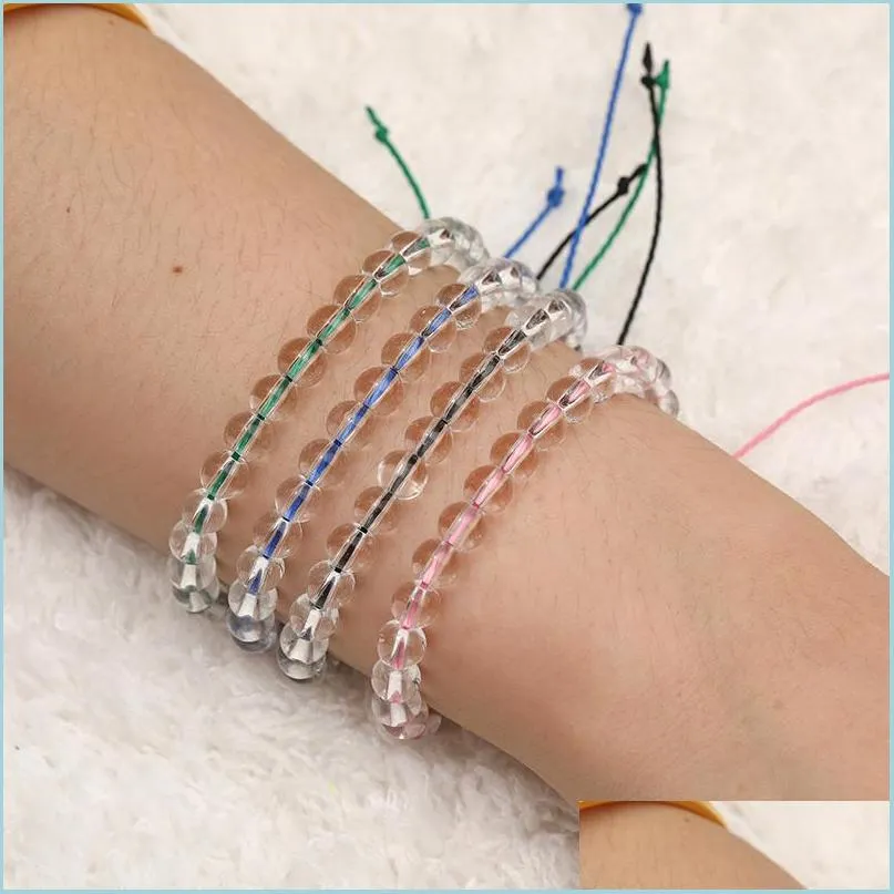 fashion ocean natural stone transparent beads beaded bracelet women rope woven friendship bracelet boho charm bracelet beach jewelry