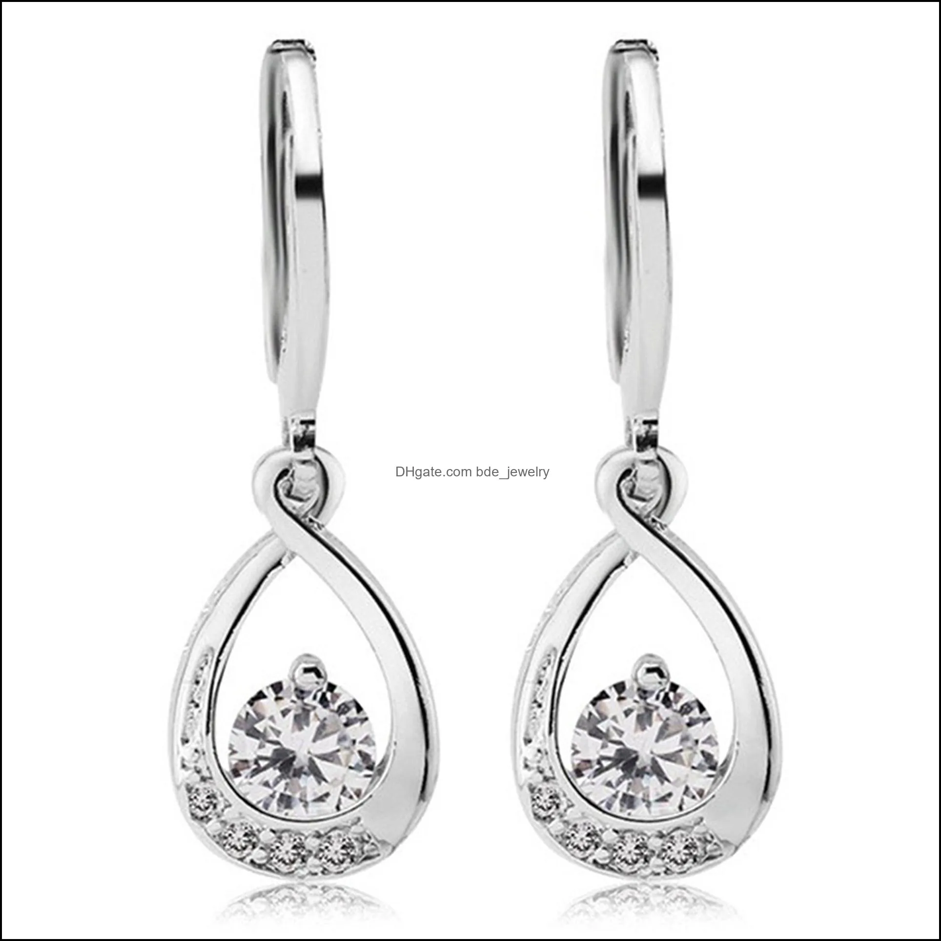 fashion exquisite inlaid zircon drop earrings female shiny white gemstone earrings daily party gifts earring