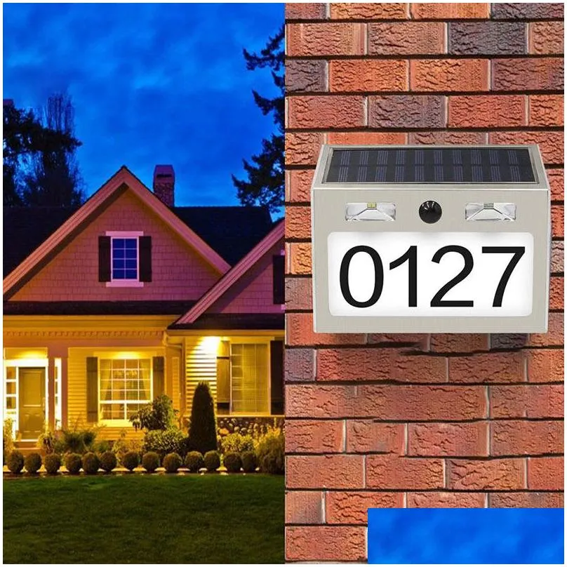 waterproof house number solar power light sign house el door address plaque number digits light silver