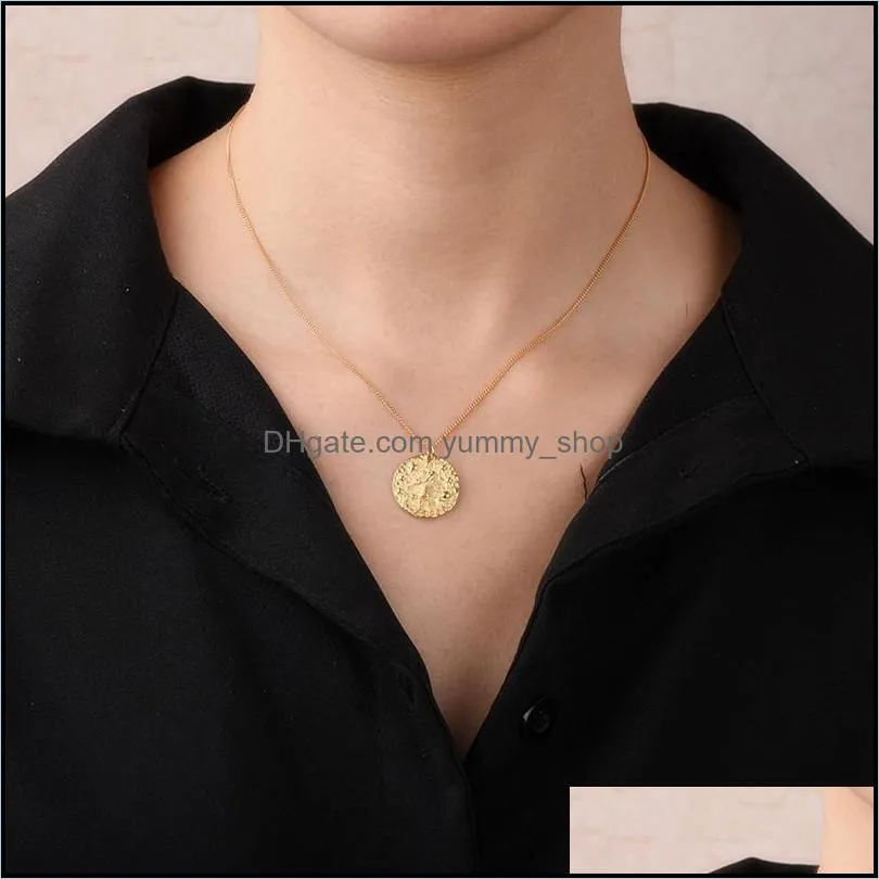  s925 sterling silver 12 zodiac necklace silver gold plated embossed coin clavicle chain necklace for women men jewelry gift