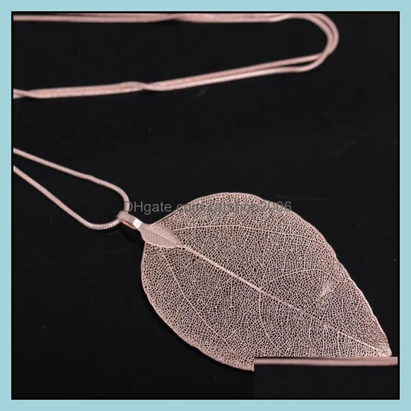 gold chain necklace fashion women men jewelry maxi necklace rose gold color chain real charm pendant necklaces pendants leaf