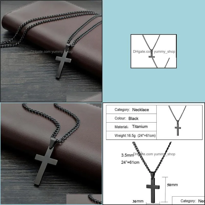 christian pray jesus charm cross necklaces pendants for men women gifts fashion stainless steel jewelry black statement necklace