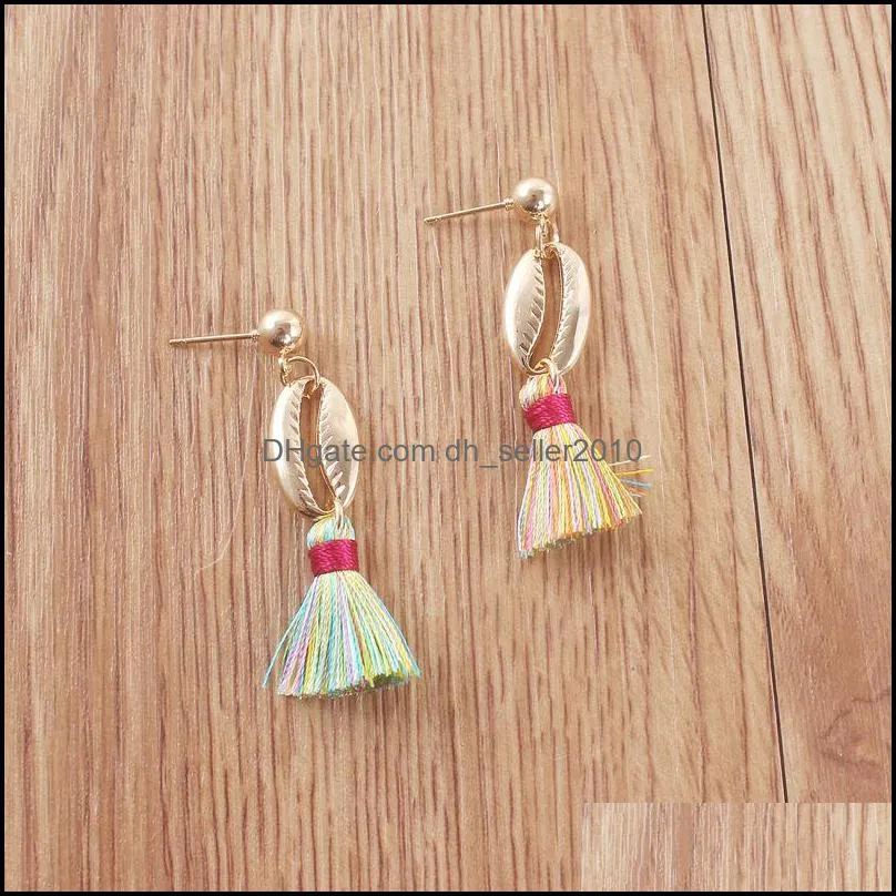 fashion shell tassel charm earring for women boho long colorful dangle earring personality ewelry gift wholesale