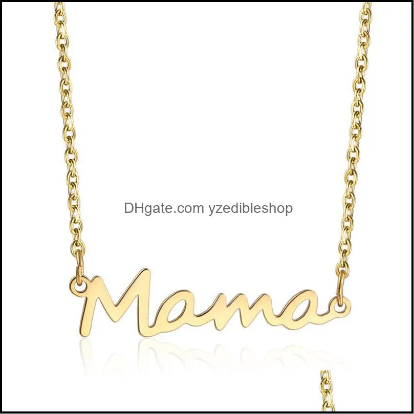 stainless steel intial letter mama pendant necklace for women gold silver rose gold plating alphabet necklace jewelry