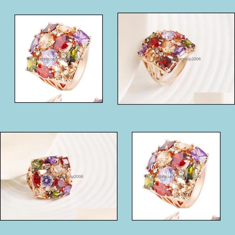 pretty ring beautifully luxury diamond rose gold plated cubic zirconia wedding ring set austrian crystal gemstone rings
