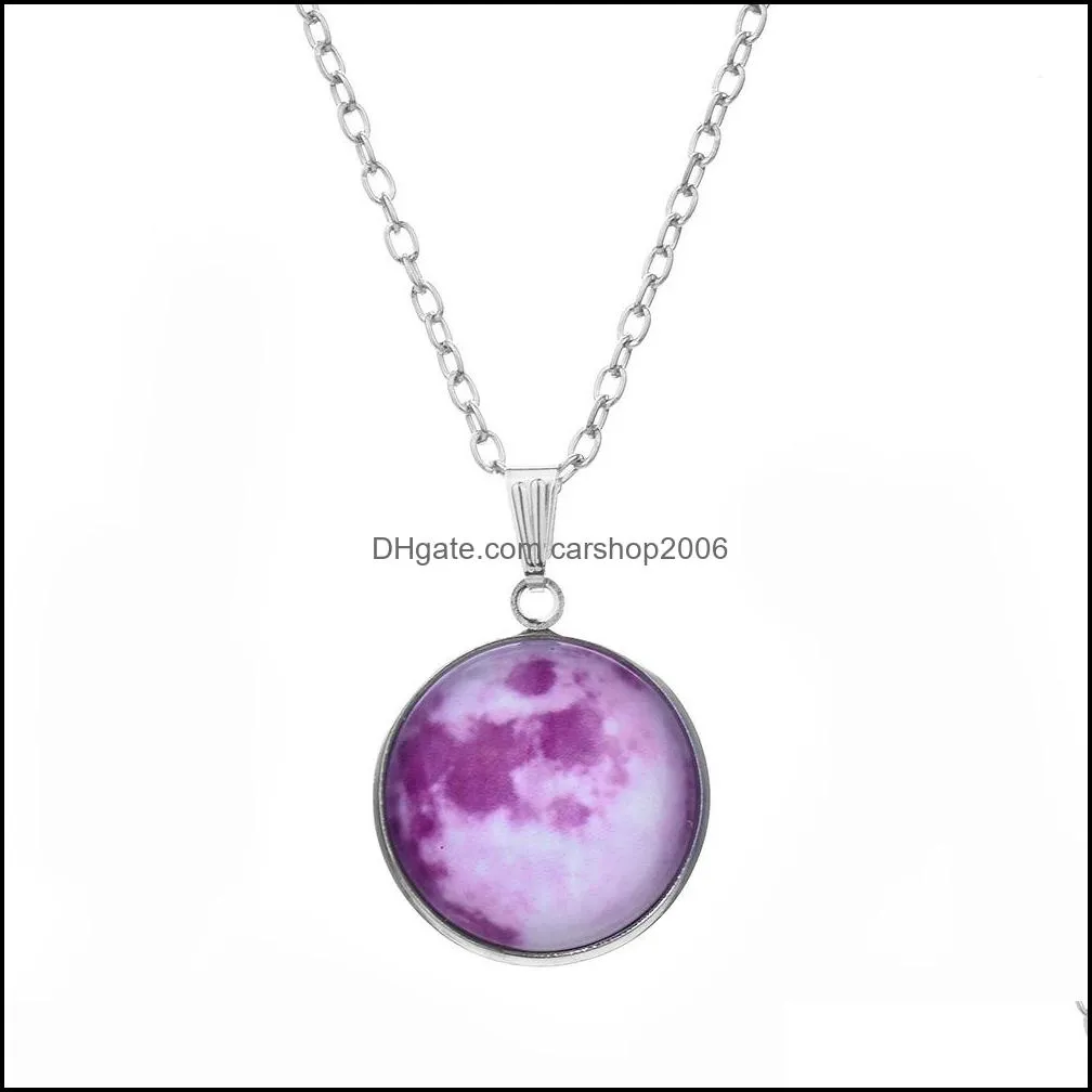 luminous moon necklaces phase pendant necklace light night starry sky moon pendants sweater chain fashion jewelry