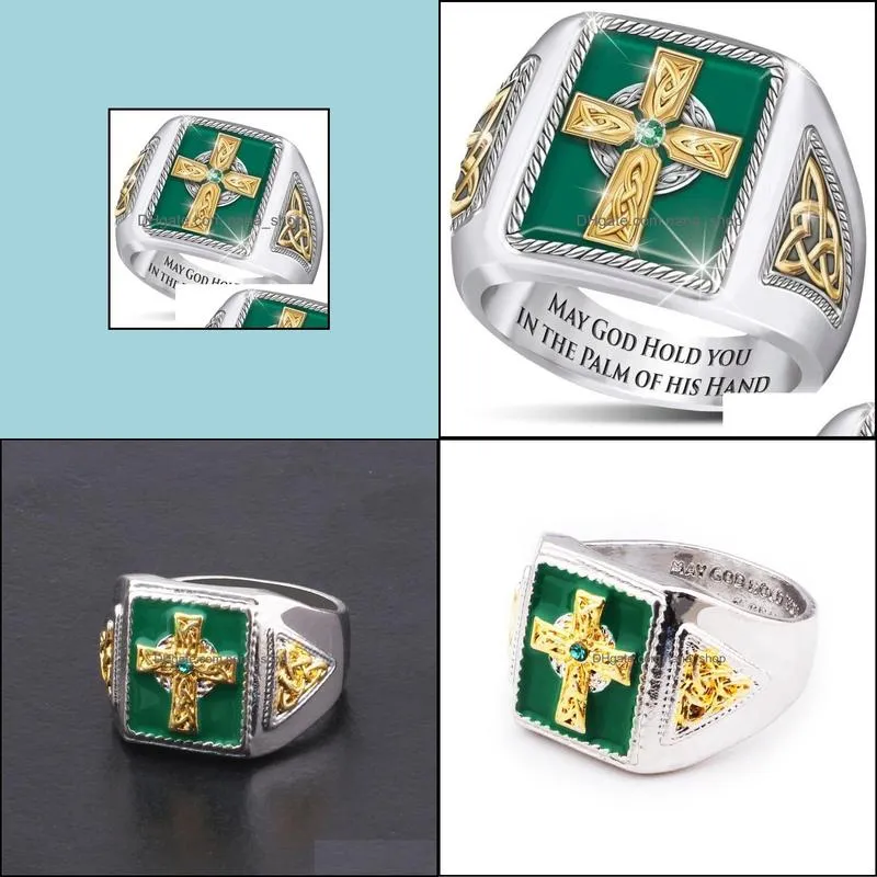 ireland celtic blessing ring cross grandmother green ring male