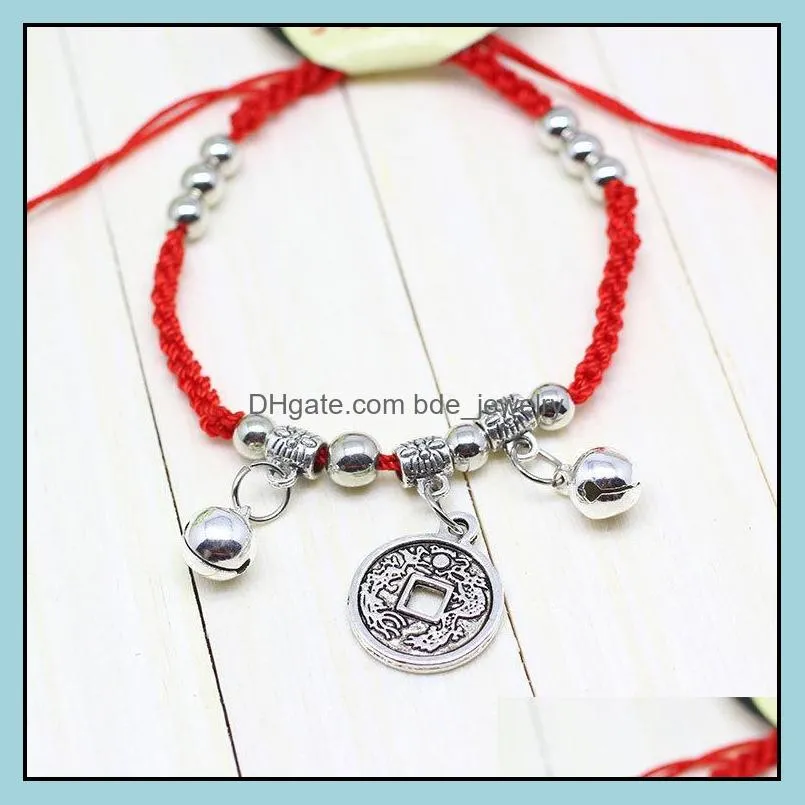 creative red rope bracelets womens red titanium steel fu lock couples bracelet hand jewelry year of fate gift