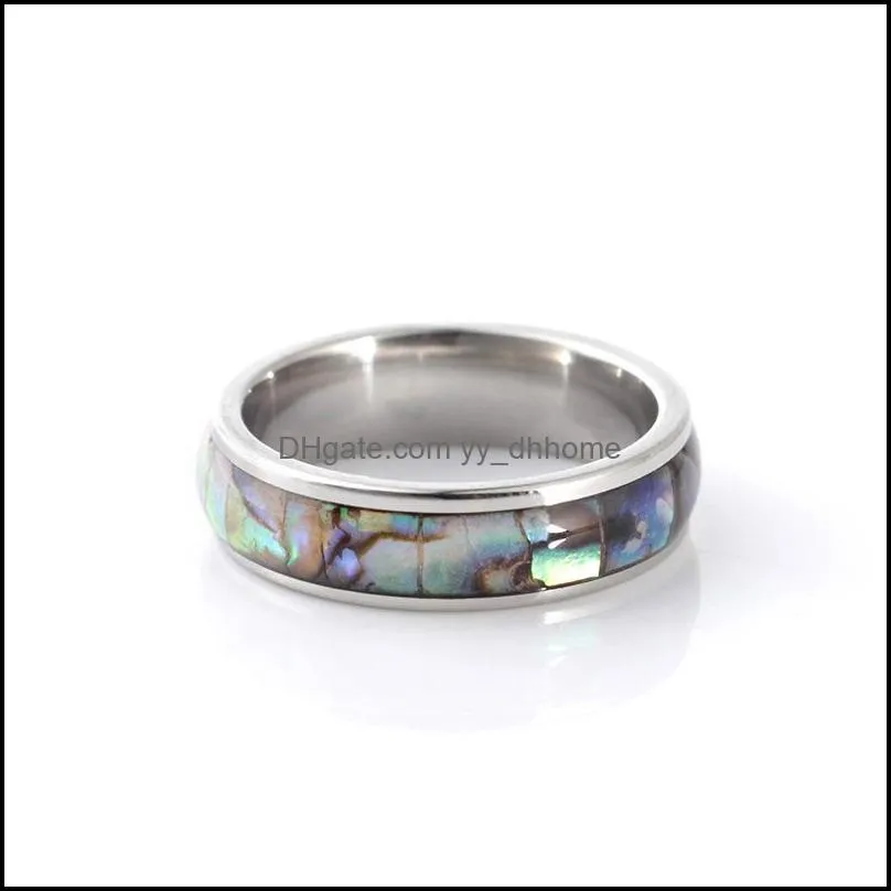 stainless steel shellhard abalone couples finger rings pickable 612 size wedding engagement ring for women men fashion jewelry