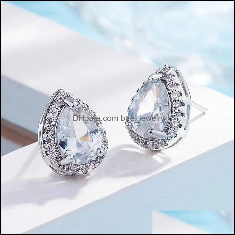 water drop drill stud earrings womens crystal earrings silver party creative fashion stud earrings