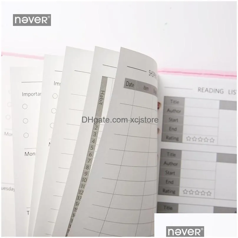 never a6 agenda planner organizer monthly weekly plan schedule book filler paper refill for spiral notebook and journals 210611
