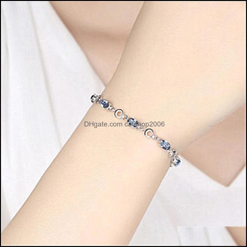 beautiful waterdrop austrian crystal bracelet wedding party jewelry female bracelet wholesale for women silver bracelets