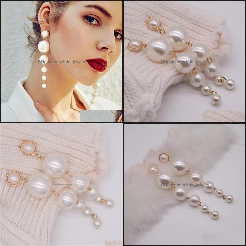 pearls string statement earrings for earring pearl earringsgift trendy elegant created big simulated pearl long earrings