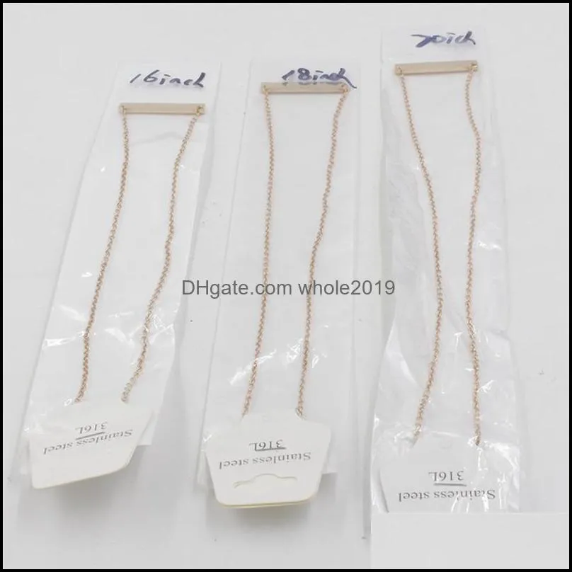 16/18/20in mirror polish stainless steel blank bar pendant necklaces custom engrave name logo necklace for womens men