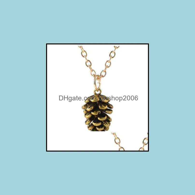 pine nut plant specimen pendant necklace for women fashion jewelry wholesale metal choker acorn pinecone chain necklaces