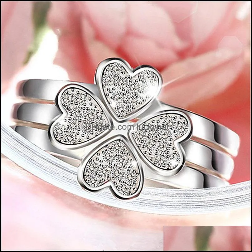 heart rings sets for women female cute finger rings romantic birthday gift for girlfriend fashion jewelry silver ring set